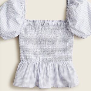 J. Crew Gingham Smocked Blouse